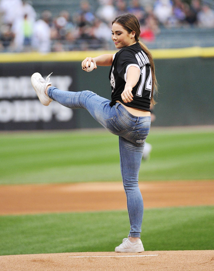 McKayla Maroney’s Gymnastic Pitch Brings Flair to the Field